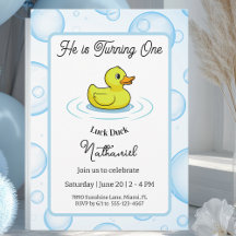 Tarjeta de invitación de cumpleaños de Pato Afortu