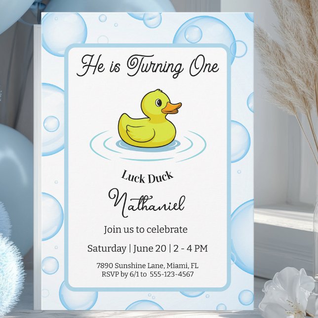 Tarjeta de invitación de cumpleaños de Pato Afortu (Subido por el creador)