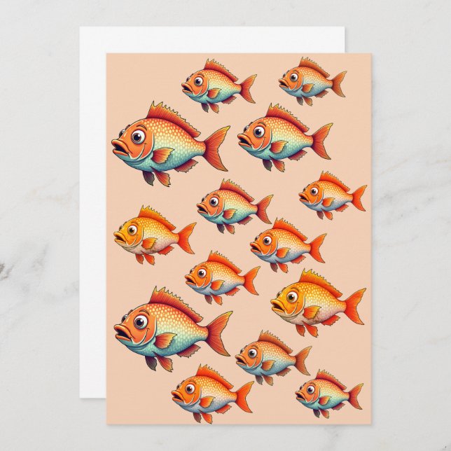 Tarjeta de invitación de cumpleaños de pesca (Anverso / Reverso)