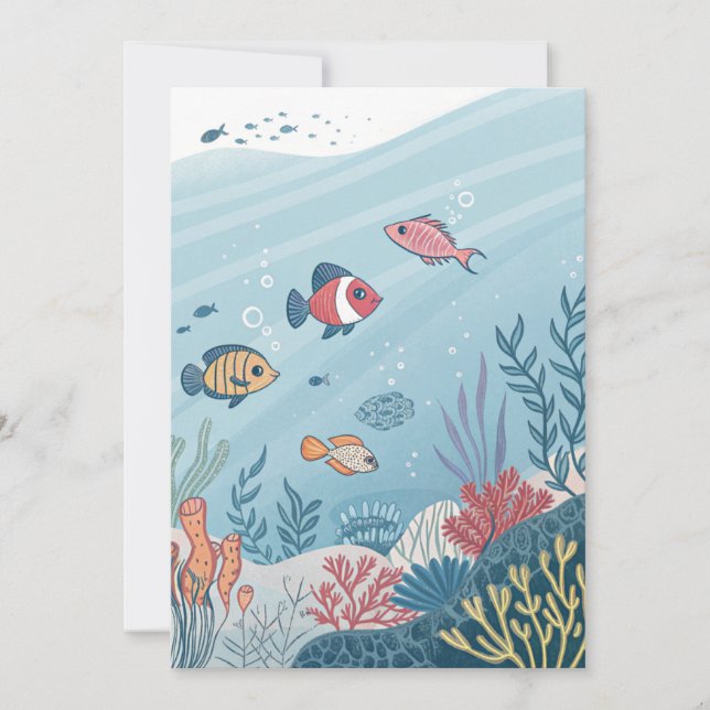Tarjeta de invitación de cumpleaños de pesca (Anverso)
