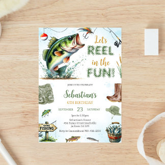 Tarjeta de invitación de cumpleaños de pesca Divié
