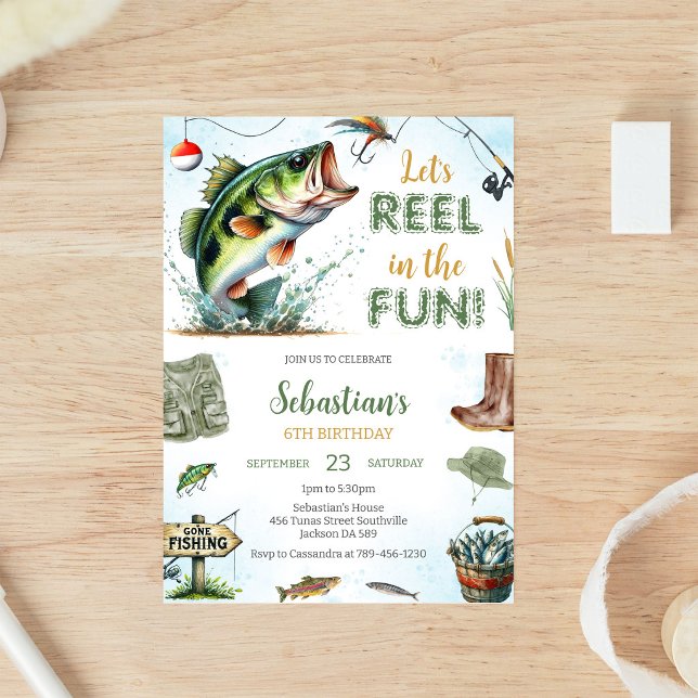 Tarjeta de invitación de cumpleaños de pesca Divié (Subido por el creador)