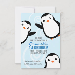 Tarjeta de Invitación de Cumpleaños de Pingüino de
