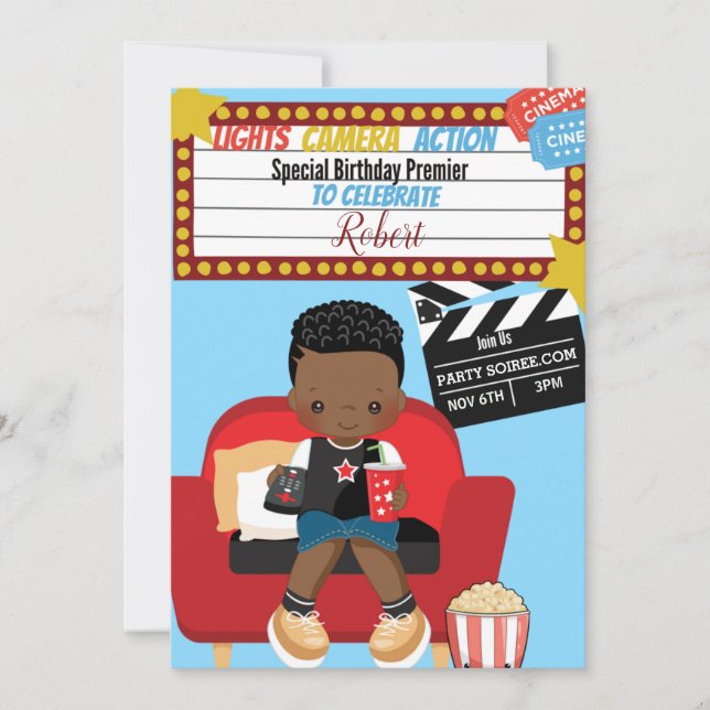 Tarjeta de invitación de cumpleaños de Poppin (Anverso)