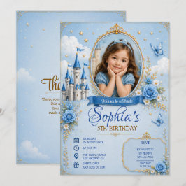 Tarjeta de invitación de cumpleaños de princesa 3D