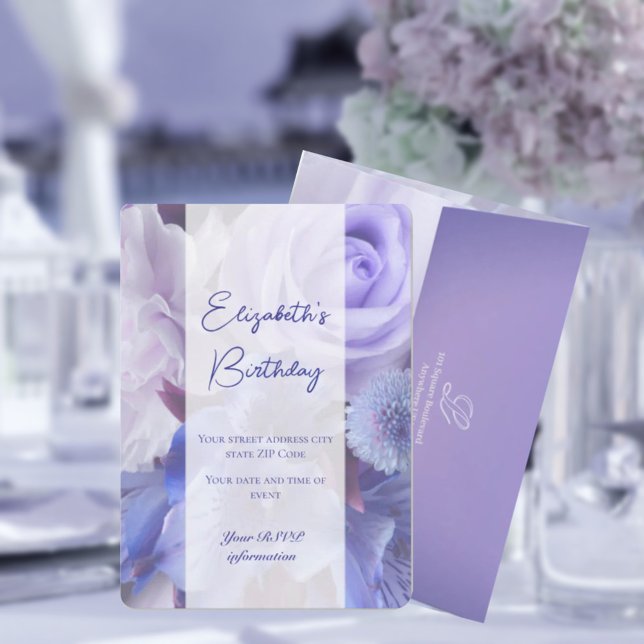 Tarjeta de invitación de cumpleaños de Rosa azul v (Subido por el creador)