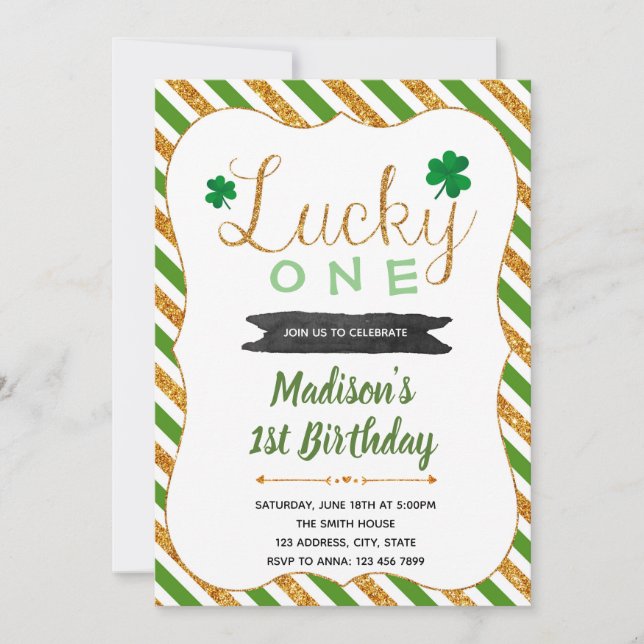 Tarjeta de invitación de cumpleaños de Shamrock (Anverso)