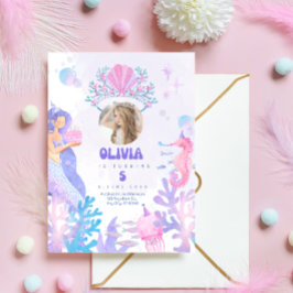 Tarjeta de invitación de cumpleaños de sirena bajo