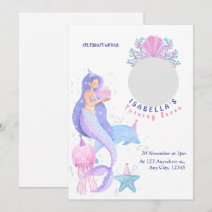 Tarjeta de Invitación de Cumpleaños de Sirena Bajo