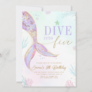 Tarjeta de Invitación de Cumpleaños de Sirena Edit