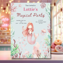 Tarjeta de Invitación de Cumpleaños de Sirena para