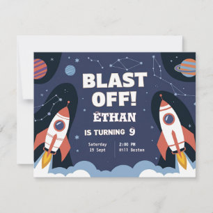 Tarjeta de invitación de cumpleaños de Space Galax