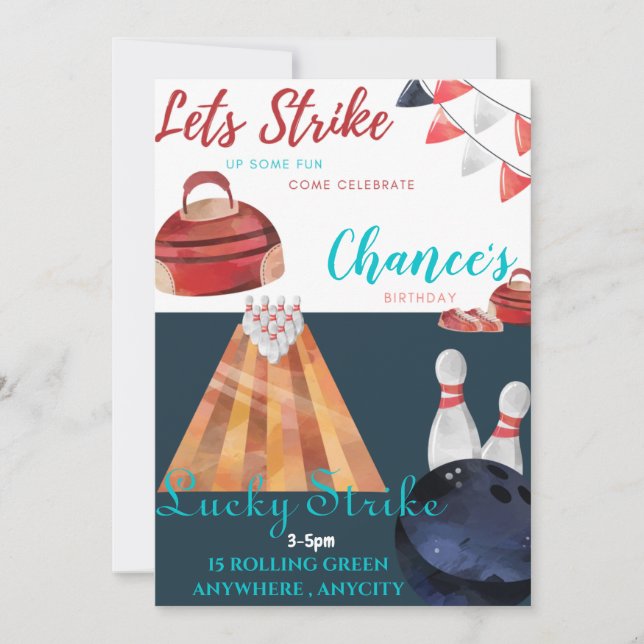 Tarjeta de invitación de cumpleaños de Strike (Anverso)