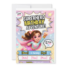 Tarjeta de Invitación de Cumpleaños de Superheroín