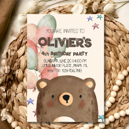 Tarjeta de invitación de cumpleaños de Teddy bear 