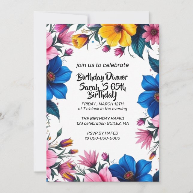 Tarjeta de Invitación de Cumpleaños de The Summer  (Anverso)