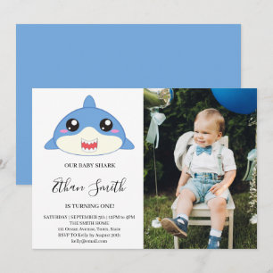 Tarjeta de Invitación de Cumpleaños de Tiburón Beb
