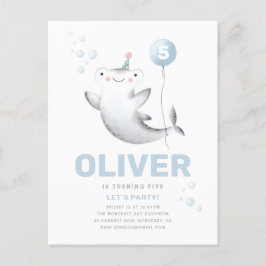 Tarjeta de Invitación de Cumpleaños de Tiburón Beb