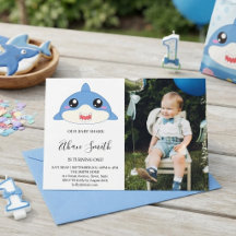 Tarjeta de Invitación de Cumpleaños de Tiburón Beb