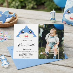 Tarjeta de Invitación de Cumpleaños de Tiburón Beb