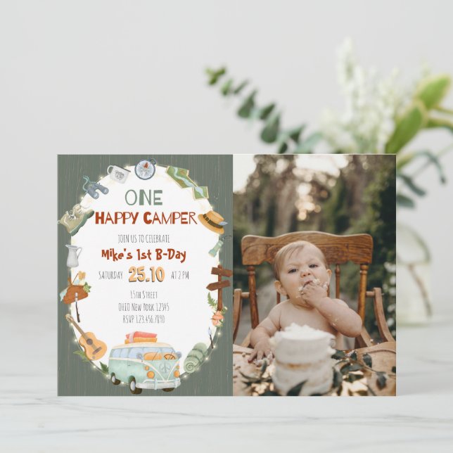 Tarjeta de invitación de cumpleaños de un compañer (Anverso de pie)