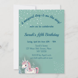 Tarjeta de invitación de cumpleaños de Unicorn