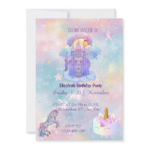Tarjeta de invitación de cumpleaños de unicornio