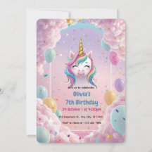 Tarjeta de Invitación de Cumpleaños de Unicornio M