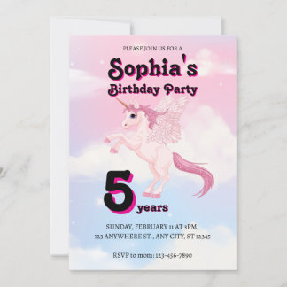Tarjeta de Invitación de Cumpleaños de Unicornio P