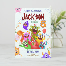Tarjeta de Invitación de Cumpleaños del Monstruo D