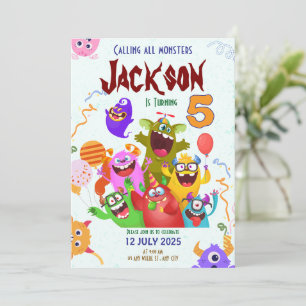 Tarjeta de Invitación de Cumpleaños del Monstruo D