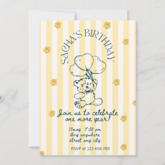 Tarjeta de Invitación de Cumpleaños del Oso de Pel