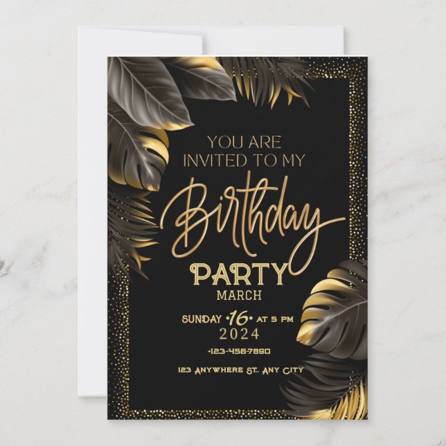 Tarjeta de invitación de cumpleaños del personaliz (Anverso)