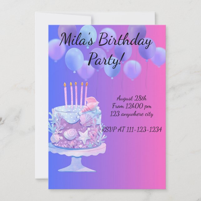 TARJETA DE INVITACIÓN DE CUMPLEAÑOS,DESCARGA INSTA (Anverso)