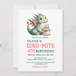 Tarjeta de invitación de cumpleaños Dino-Mite de d