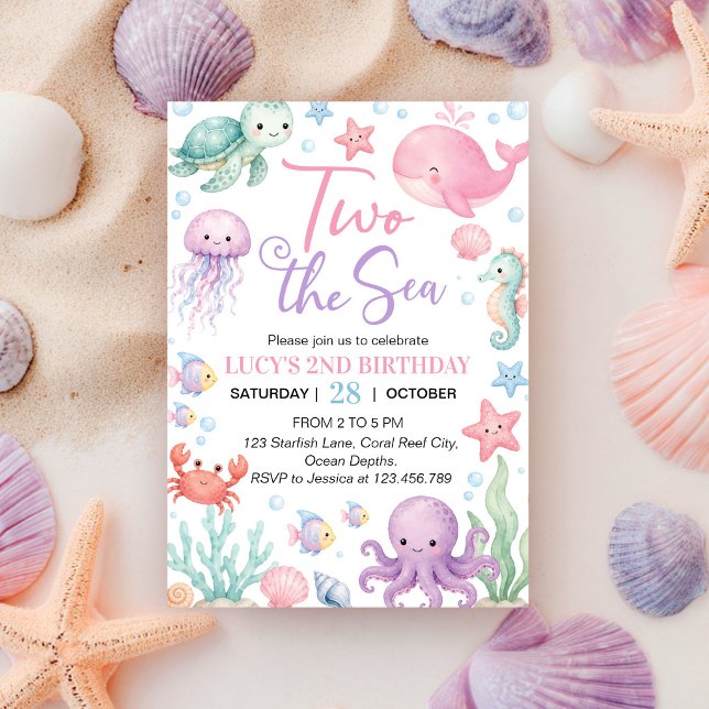Tarjeta de Invitación de Cumpleaños Dos al Mar con (Subido por el creador)