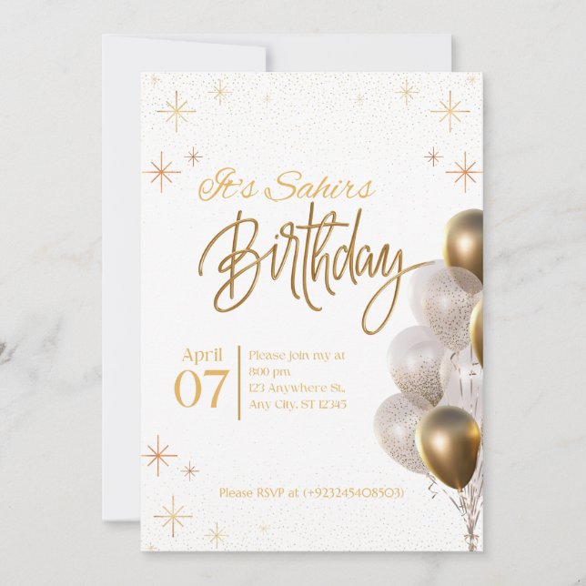 Tarjeta de invitación de cumpleaños editable (Anverso)
