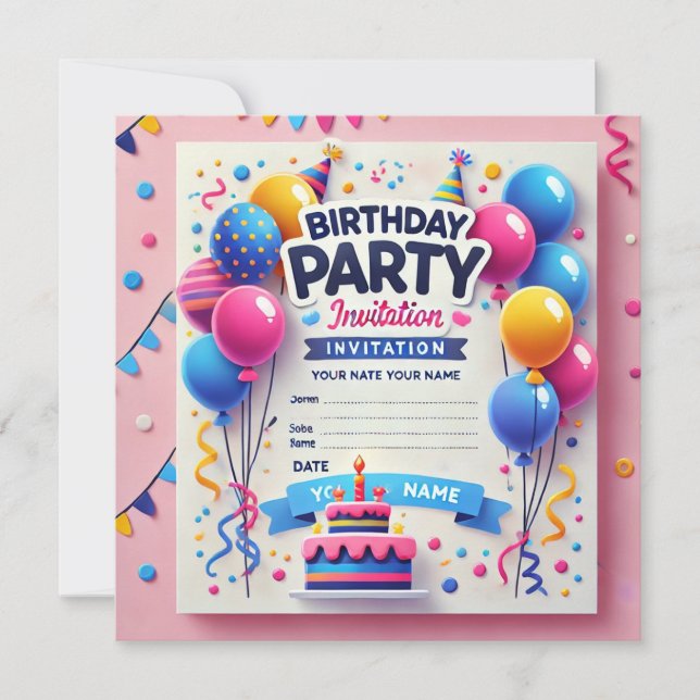 Tarjeta de Invitación de Cumpleaños Elegante (Anverso)