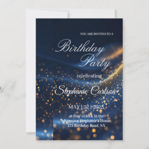 Tarjeta de Invitación de Cumpleaños Elegante en Az