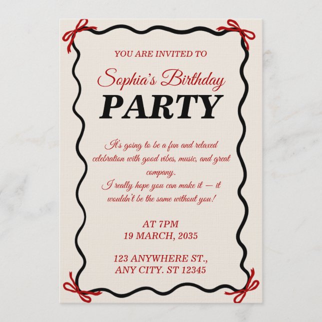 Tarjeta de invitación de cumpleaños elegante - per (Anverso)