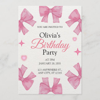 Tarjeta de invitación de cumpleaños elegante rosa