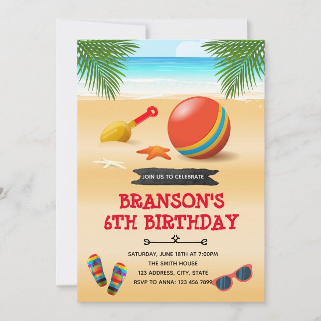 tarjeta de invitación de cumpleaños en la piscina  (Anverso)