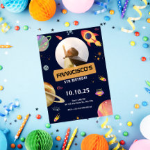 tarjeta de invitación de cumpleaños Espacio azul T