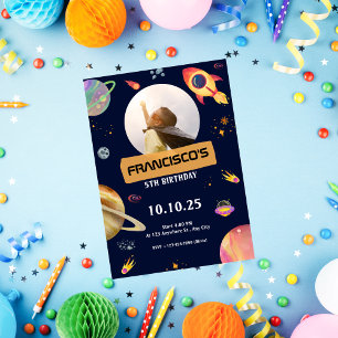 tarjeta de invitación de cumpleaños Espacio azul T