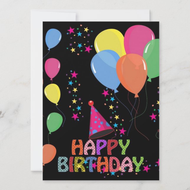 Tarjeta de invitación de cumpleaños feliz (Anverso)