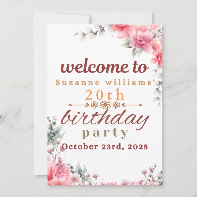 Tarjeta de invitación de cumpleaños feliz (Anverso)