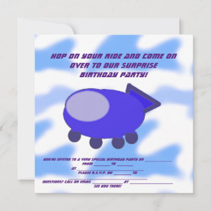 Tarjeta de invitación de cumpleaños feliz de nave