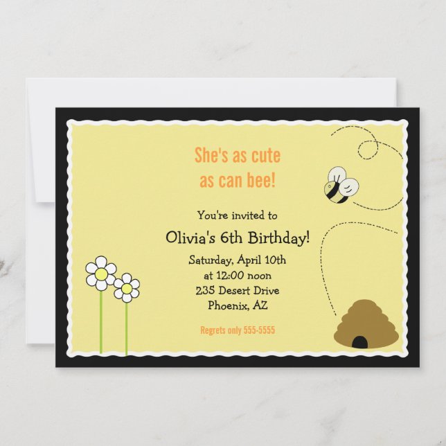 Tarjeta de invitación de cumpleaños feliz las 5 ho (Anverso)