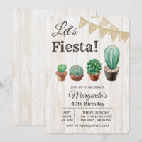 Tarjeta de invitación de cumpleaños Fiesta Cactus
