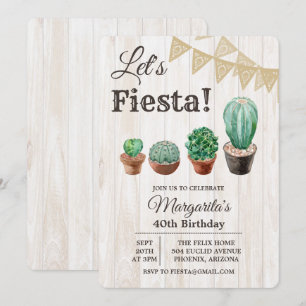 Tarjeta de invitación de cumpleaños Fiesta Cactus 